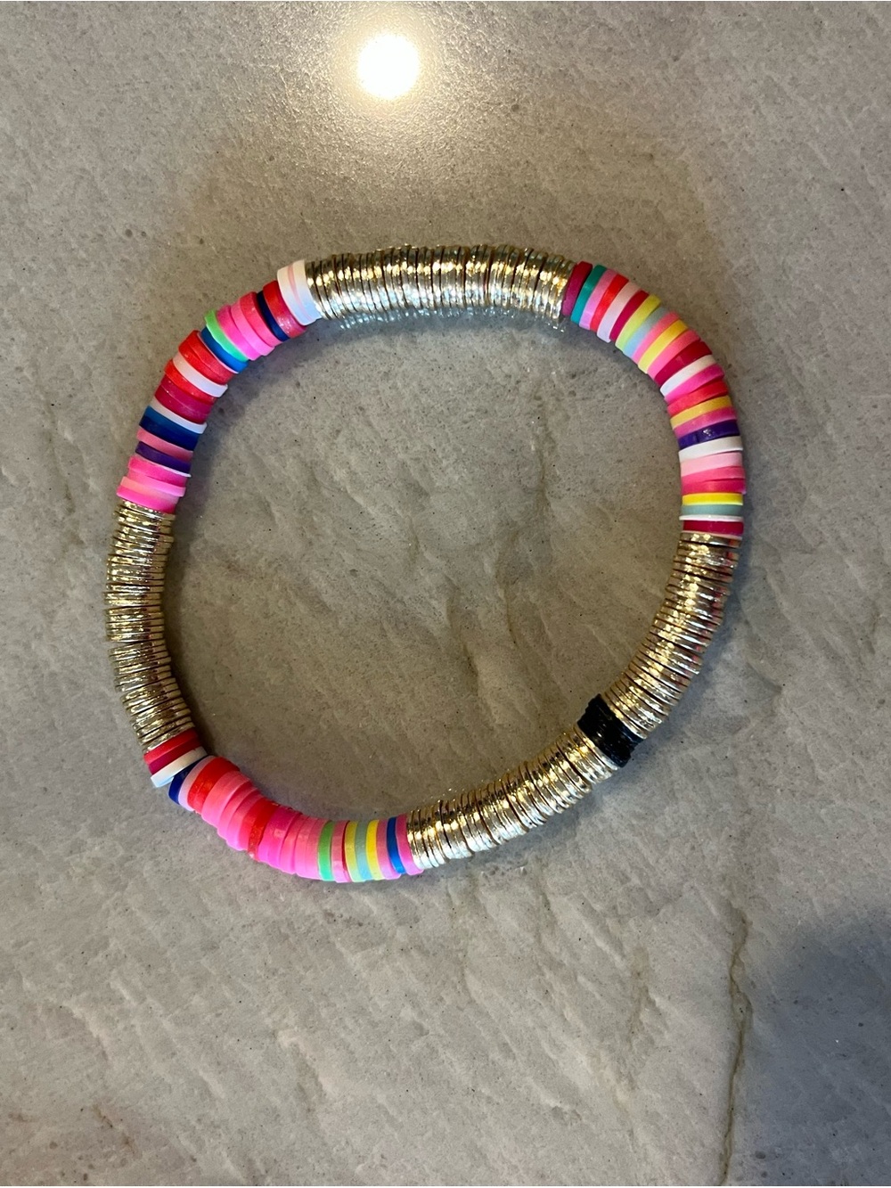 ALLIE AND BESS Stretch Bracelet Set Pink, Green, Black & Gold Accents - Picture 3 of 9